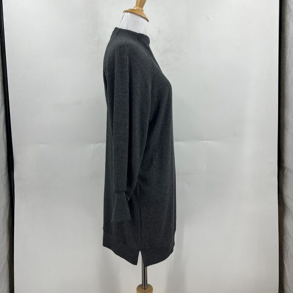 Socialite Tunic Dress XS Extra Small Gray Ribbed Mock Mid Sleeve Raglan Seams - Picture 4 of 10